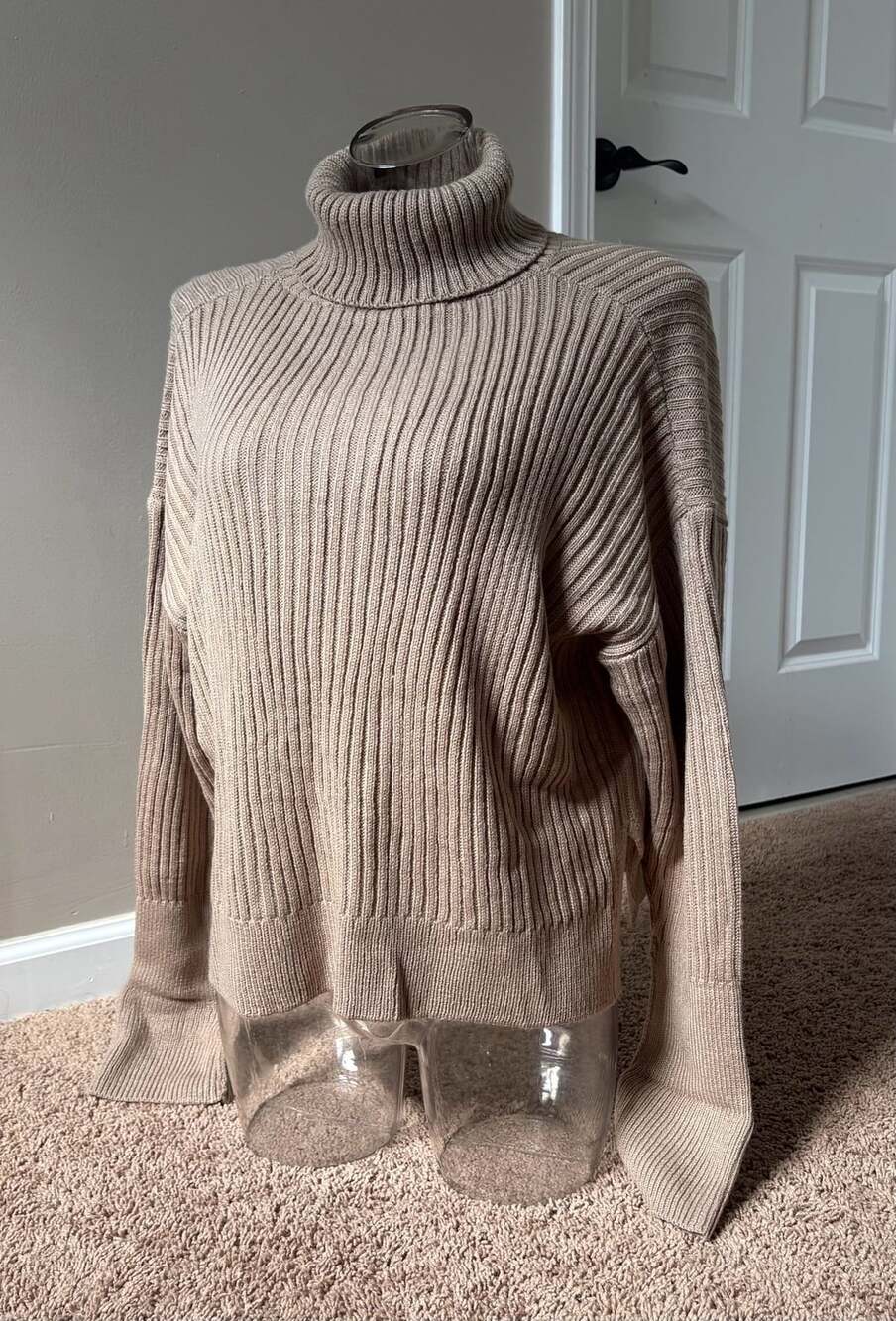 ZAFUL Beige Tan Ribbed Turtleneck Sweater Size Small NWT